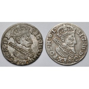 Sigismund III Vasa, Kraków Tri-coin, 1622 and 1624 – set (2 coins)