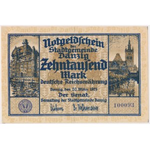 Gdańsk, 10.000 marek 1923 - piękny
