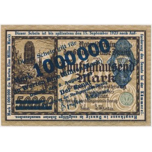 Danzig, 1 Million Mark, 1923, Nachdruck der 50.000-Mark-Note – dunkelblau
