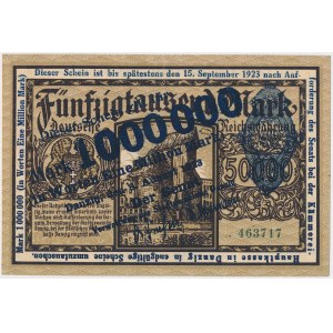 Danzig, 1 Million Mark, 1923, Nachdruck der 50.000-Mark-Note – dunkelblau