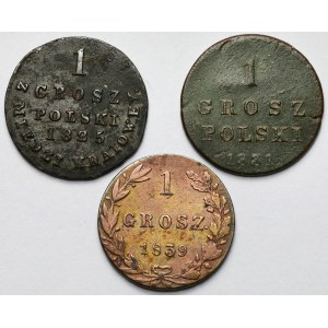 1 groš 1825–1839 – 3 rôzne typy – sada (3 ks)