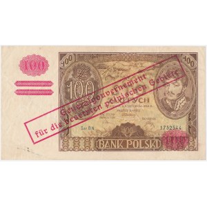 100 zlotych, 1934, with an ORIGINAL GG reprint—A RARITY—two LINES in the watermark