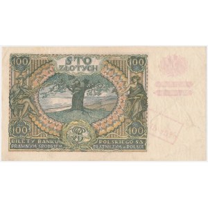100 zlotych, 1934, with an ORIGINAL GG reprint—A RARITY—two LINES in the watermark
