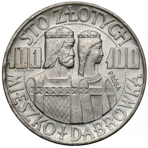 100 zlotych Silver Proof Coin, 1966: Mieszko and Dąbrówka—Half-Length Portraits