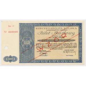 SPECIMEN Treasury Ticket, Issue III, Series C - 10,000 zł 1947