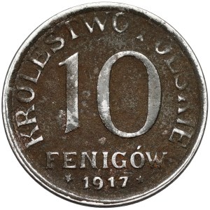 Poľské kráľovstvo, 10 fenigov 1917 – NÁPIS BLÍZKO – úzka 1