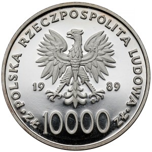 10,000 zlotys, 1989, John Paul II—on a grid
