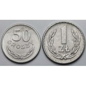 50 groszy a 1 złoty z roku 1957 – sada (2 ks)
