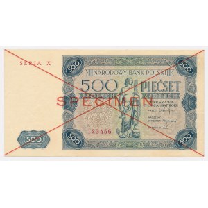SPECIMEN 500 złotych 1947 - X 123456 - PIERWSZA połowa wzoru