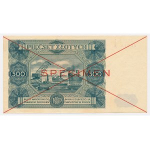 SPECIMEN 500 złotych 1947 - X 123456 - PIERWSZA połowa wzoru