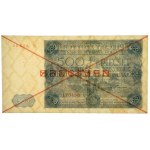 500 zł Cash Form, 1947 - SPECIMEN - X 123456 (first half of the form) - RARE