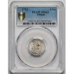 August III Sas, 1/2 szóstaka (Trojak) Lipsk 1753 - 1/2 Sz - PIĘKNY