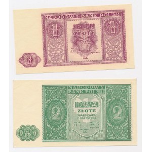 1 and 2 zlote, 1946 - set (2 pieces)