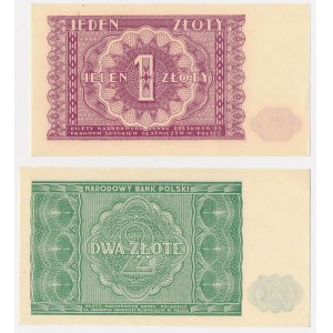1 and 2 zlote, 1946 - set (2 pieces)