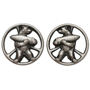 PSZnZ, Collar Badges - Wojtek the Bear - 22nd Supply Company, 2nd Artillery Group