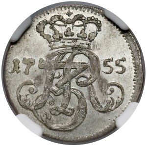 August III Sas, Trojak Gdańsk 1755 - piękny