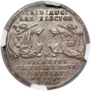 August II. Silný, vikariátny štvrťtalár z roku 1711 – veľmi vzácny