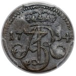 August III of Saxony, Gdańsk Szeląg, 1754 WR—with initials