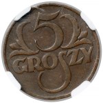 Destrukt 5 groszy 1930 - rozwarstwienie blachy