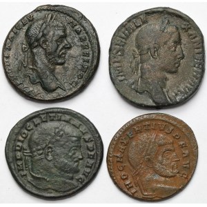 Empire romain, sesterces, follis et monnaie provinciale en bronze – lot de 4 pièces
