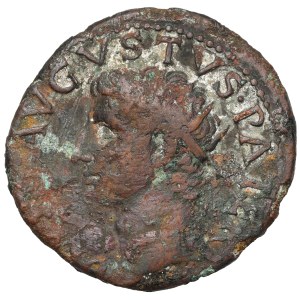 Octavian Augustus (27 v. Chr.–14 n. Chr.), posthum geprägter Dupondius unter der Herrschaft von Tiberius (14–37 n. Chr.)