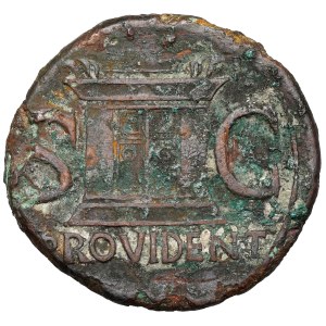 Octavian Augustus (27 v. Chr.–14 n. Chr.), posthum geprägter Dupondius unter der Herrschaft von Tiberius (14–37 n. Chr.)