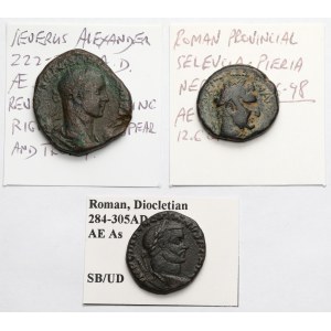Impero Romano, sesterzio, follis e moneta provinciale in bronzo - set (3 pezzi)