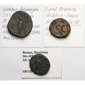 Impero Romano, sesterzio, follis e moneta provinciale in bronzo - set (3 pezzi)