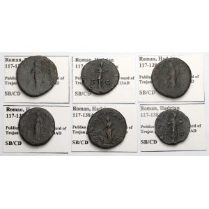 Roman Empire, Hadrian (117–138 CE) Asses – Set (6 pcs)