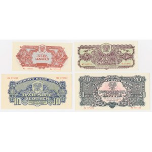 Set of REPRINTS from the 1944 issue - NO OVERPRINTS - 2, 5, 10, and 20 zł (4 pieces)