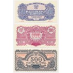 Zestaw REPRINTY emisji 1944 - bez nadruków - 50, 100 i 500 zł (3szt)