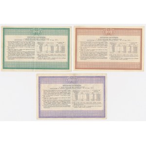 PKO, Bonus Savings Certificate, 250, 500, and 1,000 zł, 1971 (3 pieces)