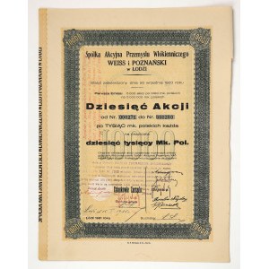 WEISS and POZNAŃSKI Textile Industry Joint-Stock Company, Em. 1, 10 × 1,000 mkp, 1921