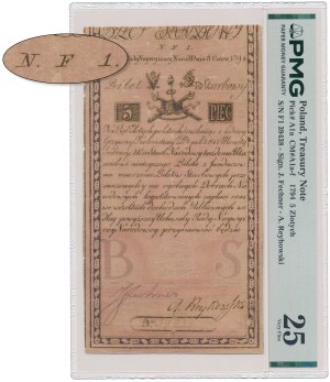 5 złotych 1794 - N.F 1. - bardzo RZADKA seria - filigran I.HONIG