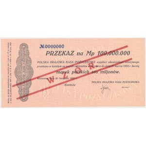 VZOR Prevod vo výške 100 miliónov mkp 1923 – 0000000