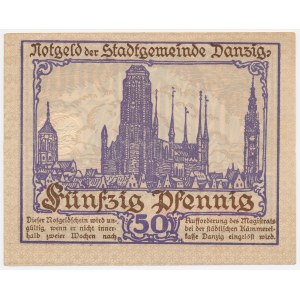 Gdańsk, 50 pfennigs, 1919 – purple