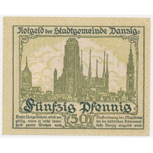 Gdańsk, 50 pfennigs, 1919 – green