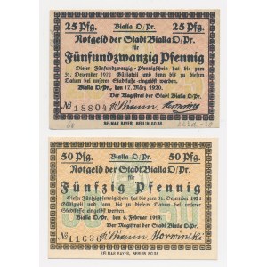 Biała Piska (Bialla Ostpr.), 25 and 50 fenigs, 1920 (2 pieces)