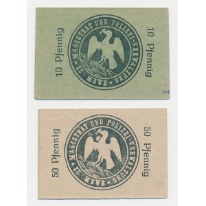 Anger (Mewe), 10 and 50 pfennigs, 1918 (2 pieces)