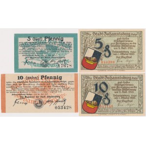 Pisz (Johannisburg), 2x 5 and 2x 10 pfennigs, 1917–1920 (4 pieces)