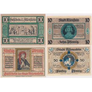 Olsztyn (Allenstein), 2x 10 and 2x 50 pfennigs, 1921 (4 pieces)