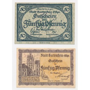 Bartoszyce (Bartenstein), 50 fenig 1919-1921 (2 pezzi)