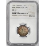 August III of Saxony, 1747 Two-groschen Coin, Dresden—Wedding Commemorative