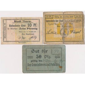 Palczewo (Palschau), Toruń (Thorn) und Tuchola (Tuchel) – Notgeld-Set (3 Stück)