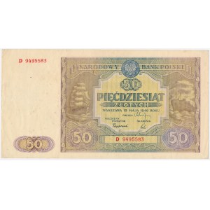50 zlotých 1946 – malé písmeno – D