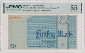 Getto w Łodzi, 50 marek 1940 - ENTWERTET - No 000393