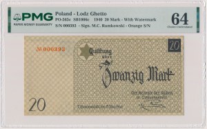 Getto w Łodzi, 20 marek 1940 - ENTWERTET - No 000393