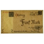 The Łódź Ghetto, 5 marks, 1940 - ENTWERTET - No. 000393