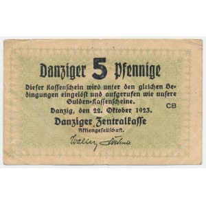 Gdańsk, 5 fenigs, 1923–October