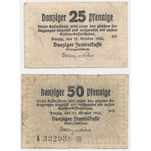Gdańsk, 25 and 50 fenigs, 1923 – October (2 pieces)
